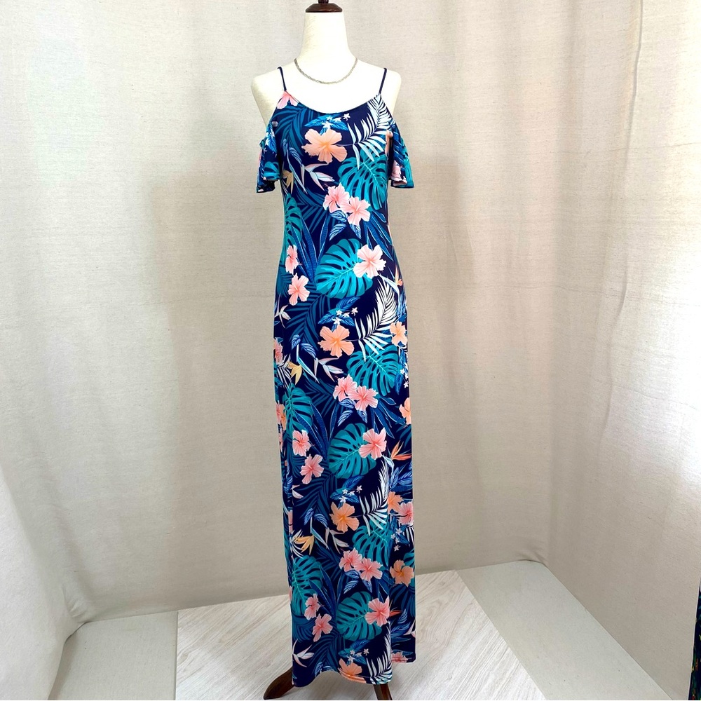 Cold Shoulder Floral Maxi Dress